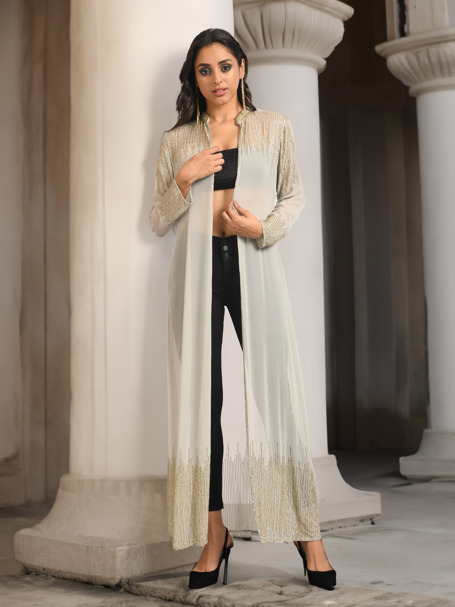 Golden long shrug on sale online