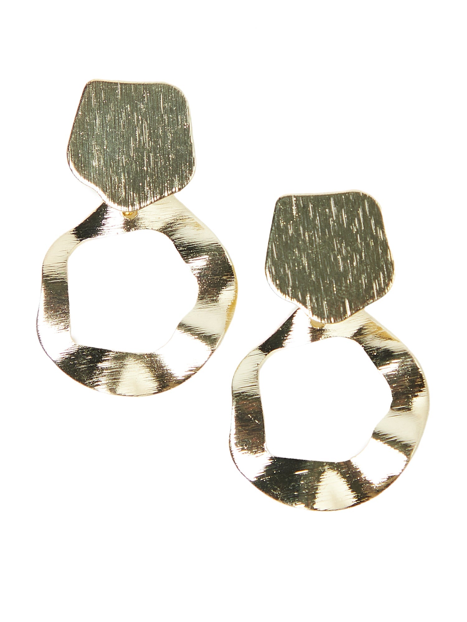 gold wavy circle earrings