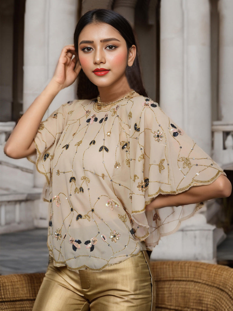 Embellished Grey Cape