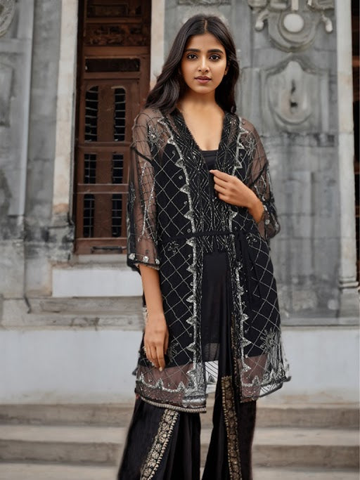 Black embellished shop shrug