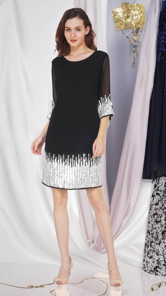 Sunrise Sequin Black Dress