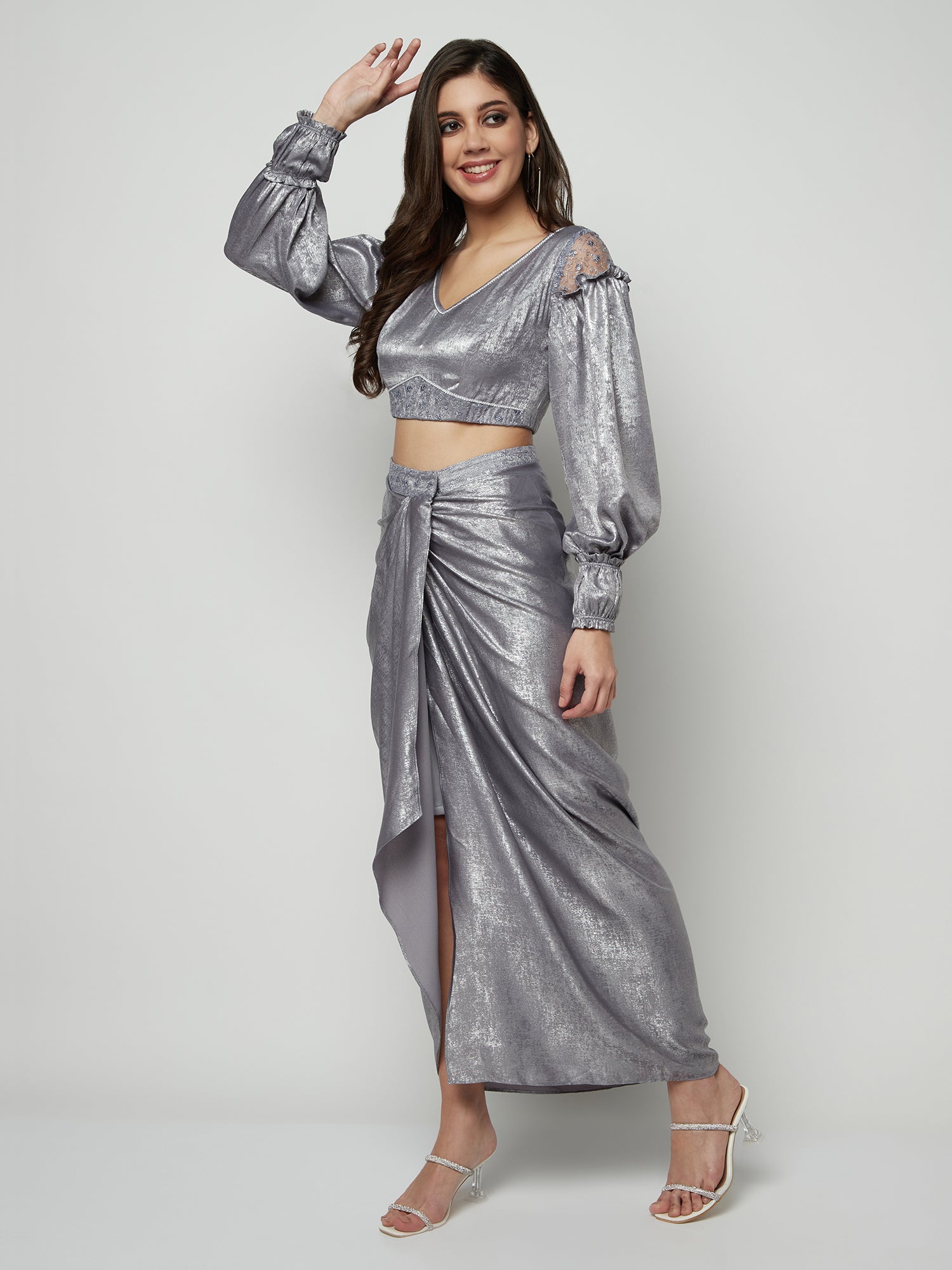 Sleek Silver Glamour Coord Set