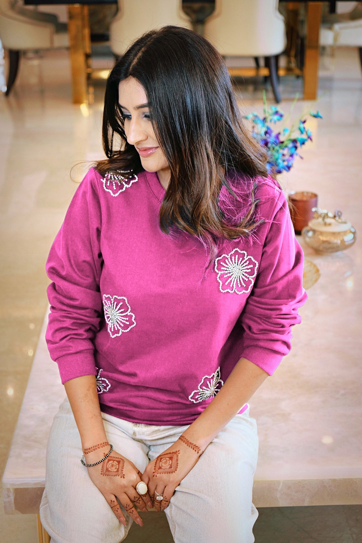 So-Stylish Sarwoski Pink Sweatshirt