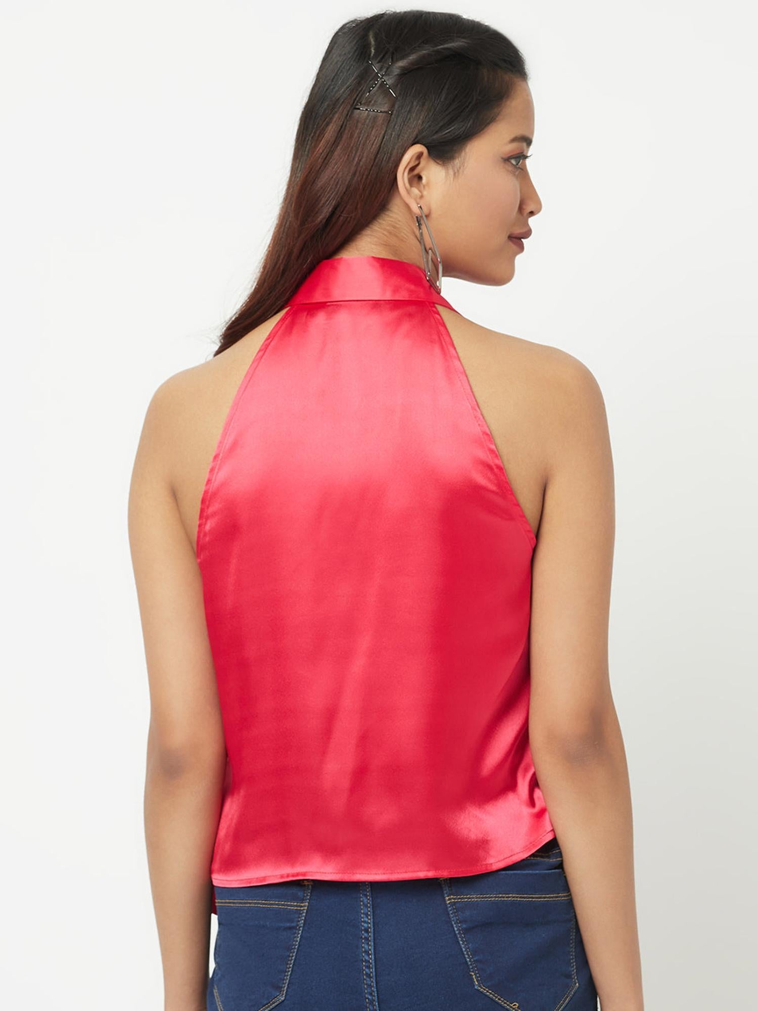 Red Ruffle Romance Satin Top