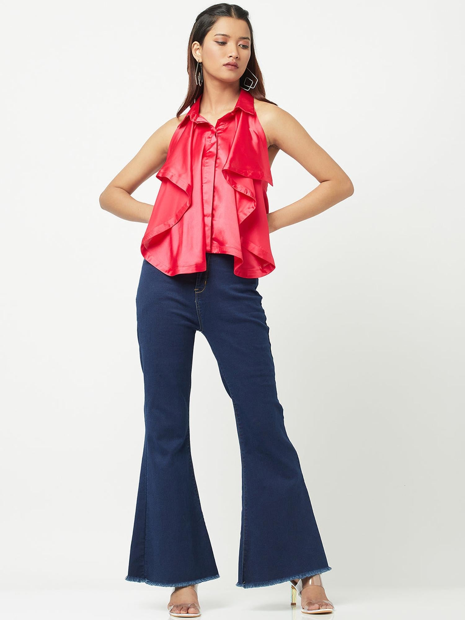 Red Ruffle Romance Satin Top