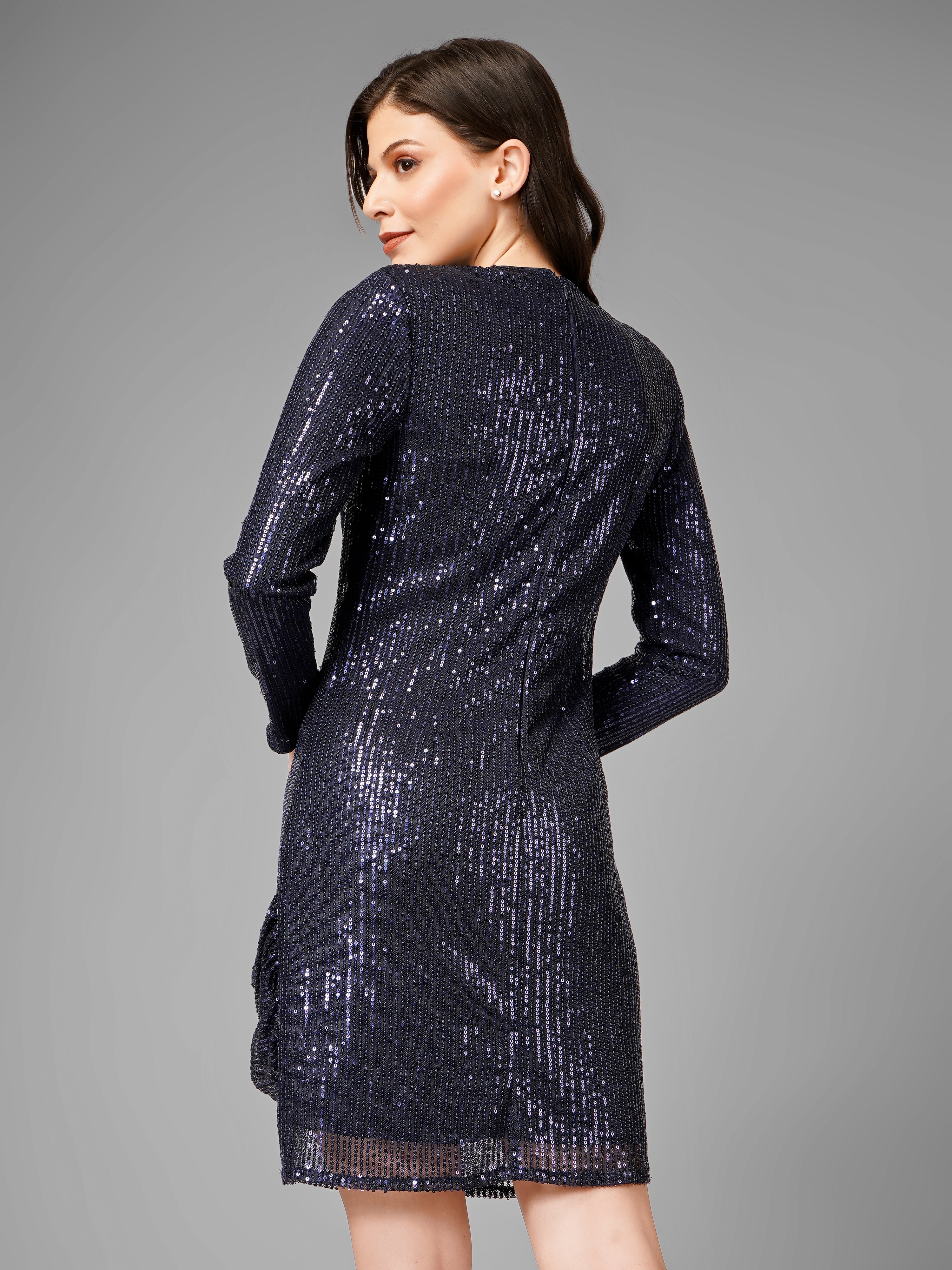 Shimmery Nights Navy Party Dress