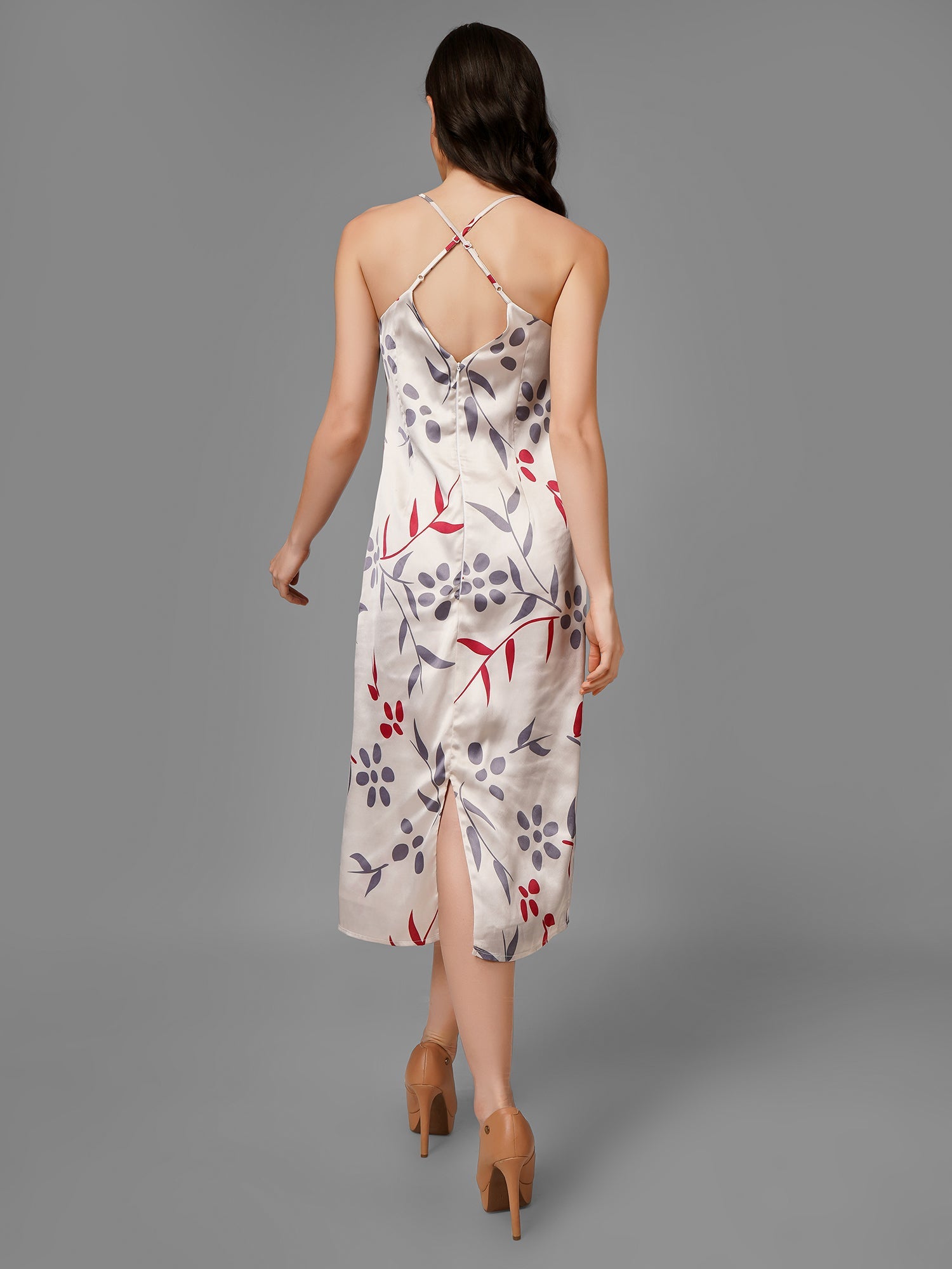 White Printed Floral Midi Dress