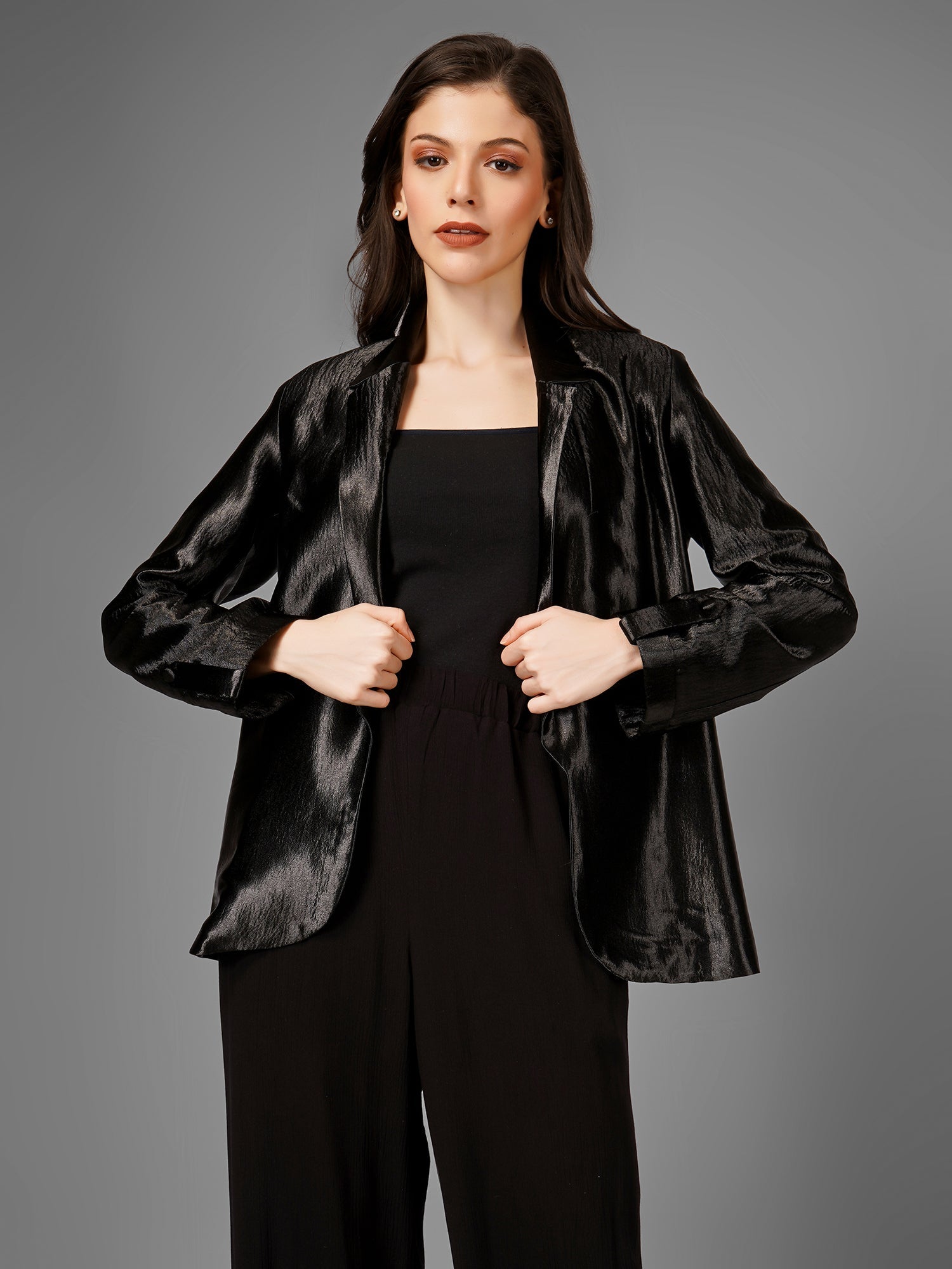 Shiny Ludo Satin Blazer