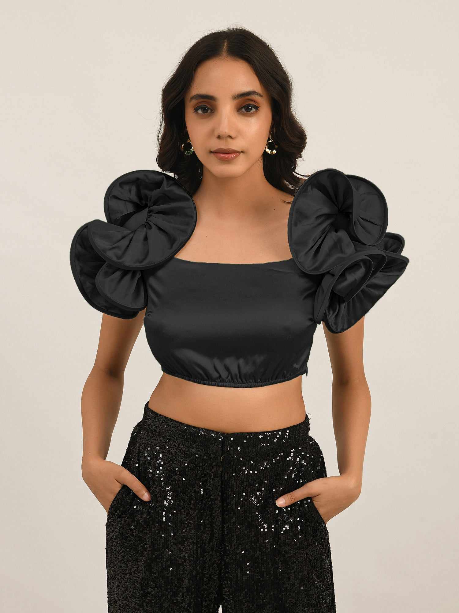 dramatic sleeve crop top  