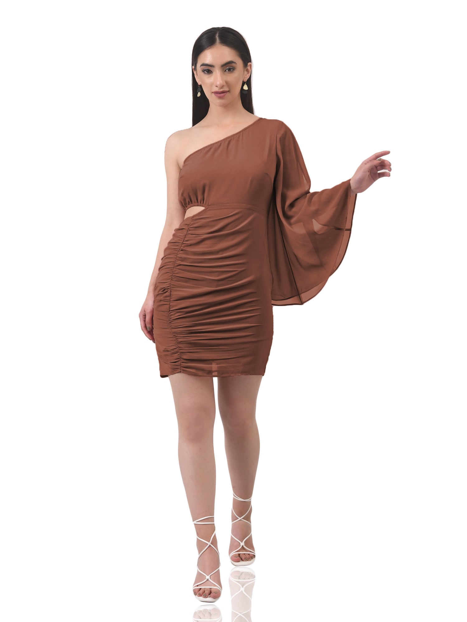 ruche over me sassy brown dress