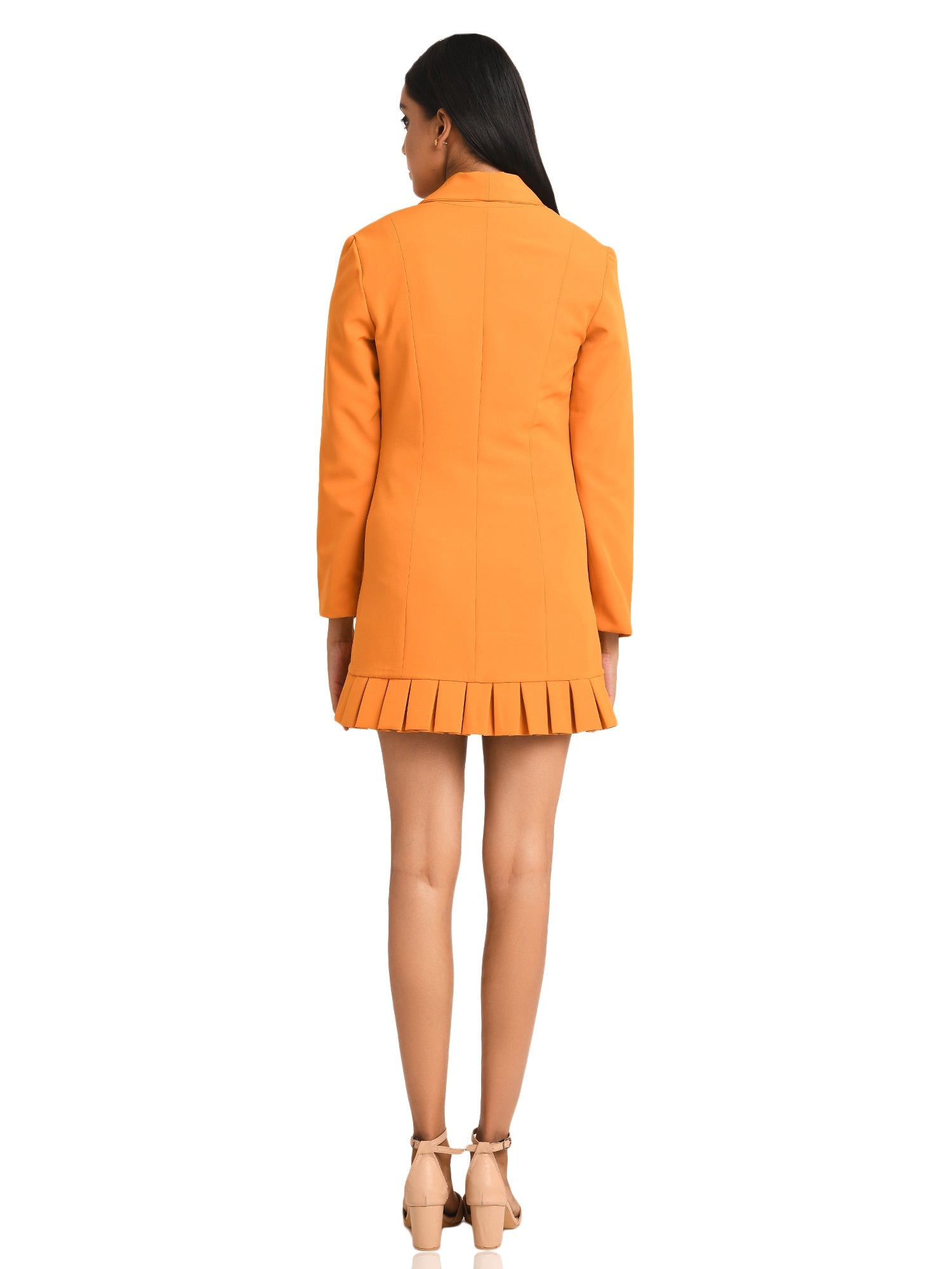 tangerine tailored box pleats blazer