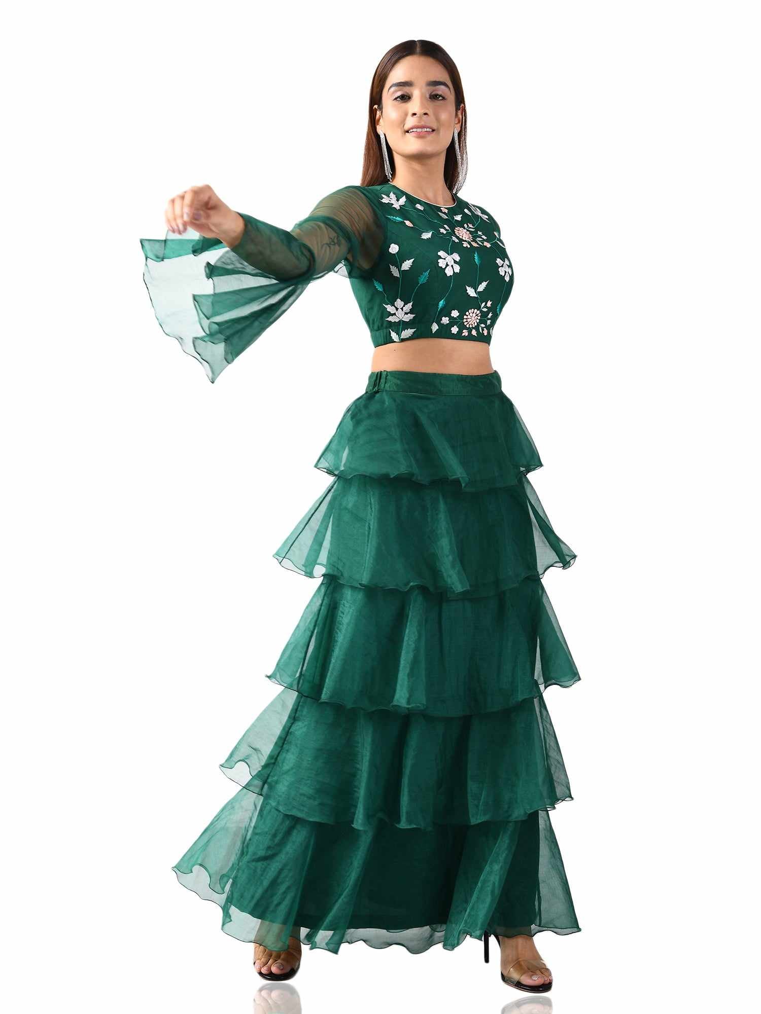 ruffles tier full length skirt