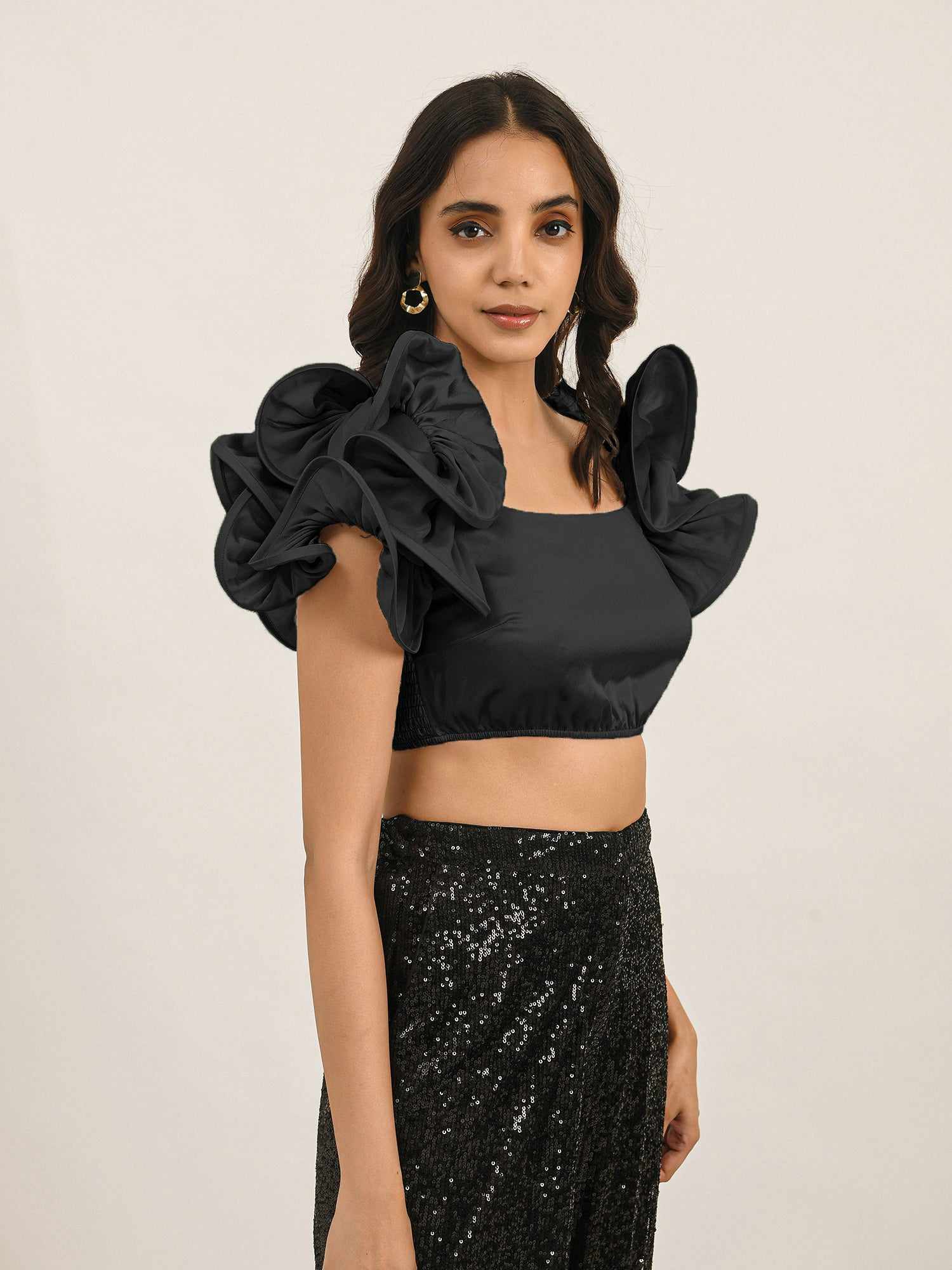 dramatic sleeve crop top  