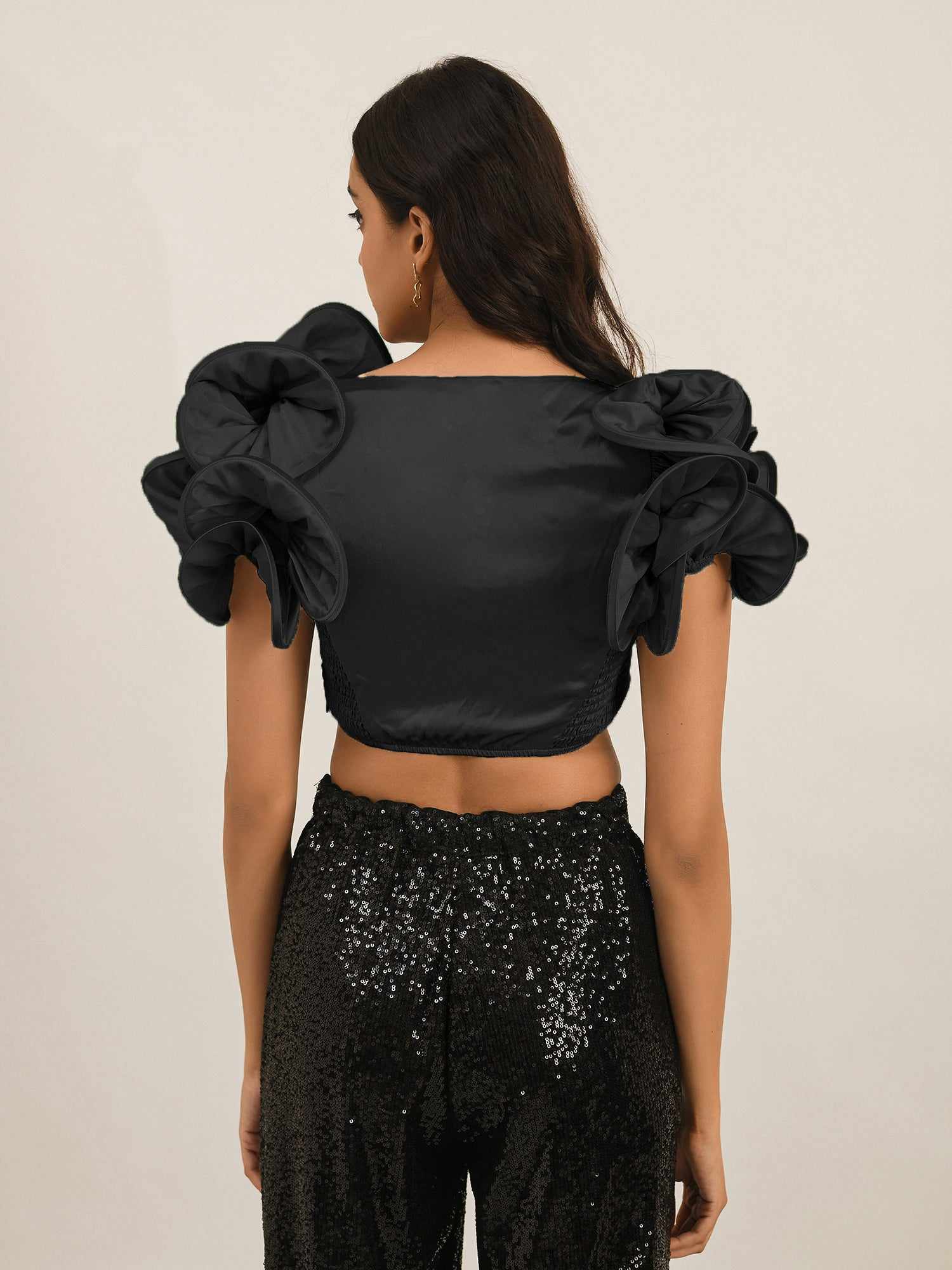 dramatic sleeve crop top  